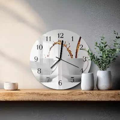 Wanduhr glas rund Tassen Kaffee