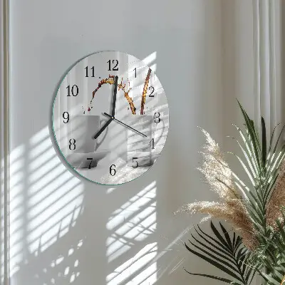 Wanduhr glas rund Tassen Kaffee