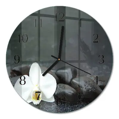Runde wanduhr Blumen und Steine