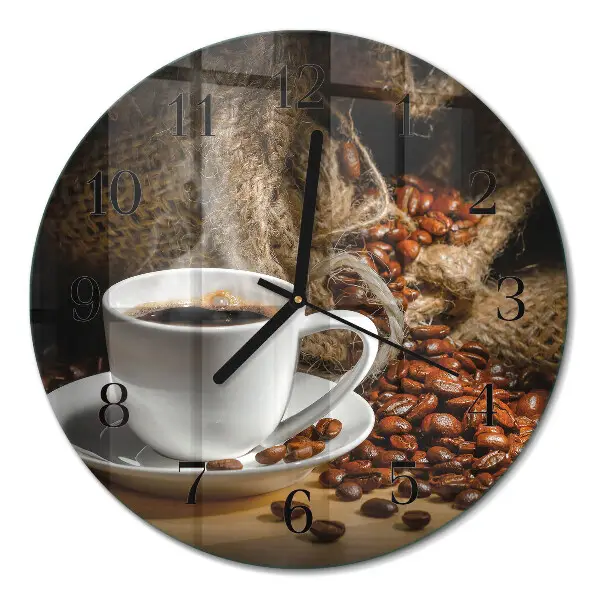Wanduhr glas rund Kaffee