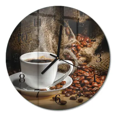 Wanduhr glas rund Kaffee