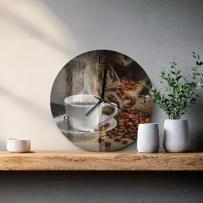 Wanduhr glas rund Kaffee
