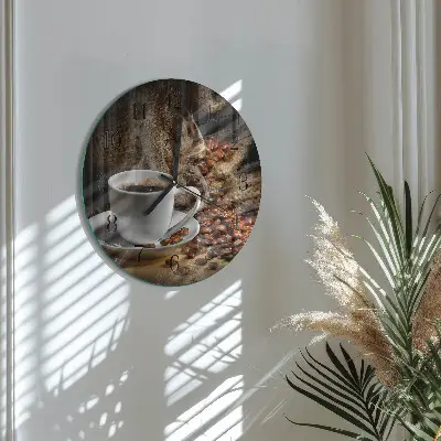 Wanduhr glas rund Kaffee