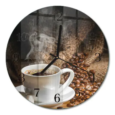 Runde wanduhr aus glas Kaffee