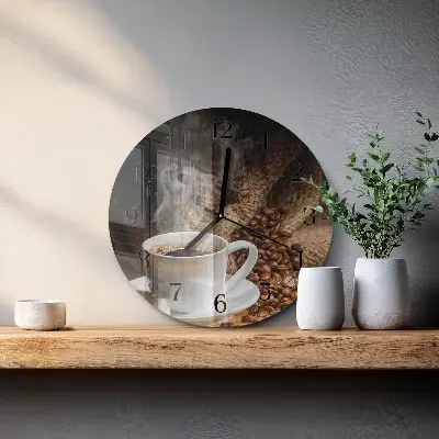 Runde wanduhr aus glas Kaffee