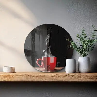 Runde wanduhr Eine Tasse Kaffee