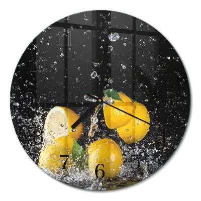 Wanduhr glas rund Zitronen