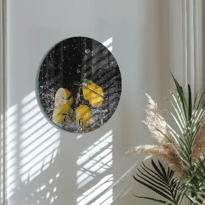 Wanduhr glas rund Zitronen