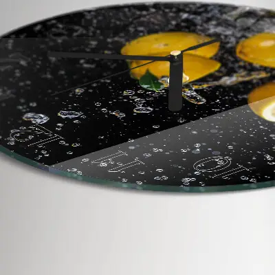 Wanduhr glas rund Zitronen