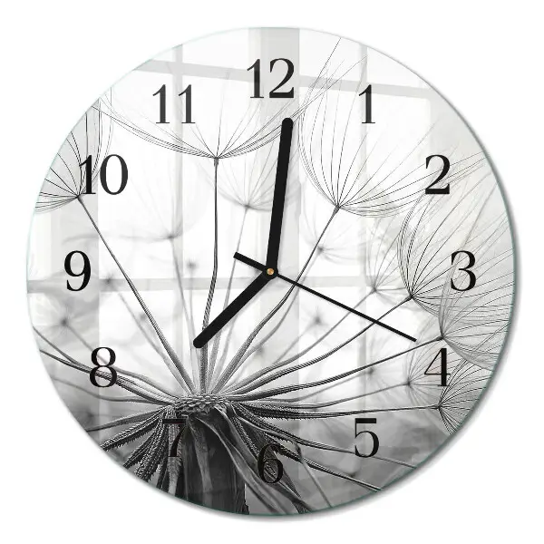 Runde wanduhr aus glas Löwenzahn