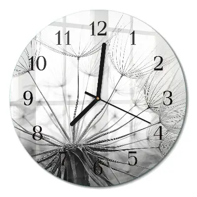 Runde wanduhr aus glas Löwenzahn