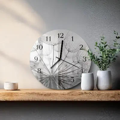Runde wanduhr aus glas Löwenzahn