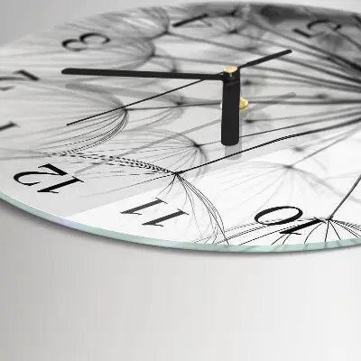 Runde wanduhr aus glas Löwenzahn