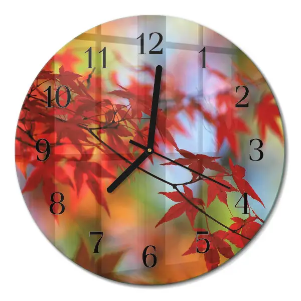 Glas wanduhr mit motiv rund Ahornblätter
