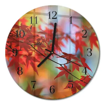 Glas wanduhr mit motiv rund Ahornblätter