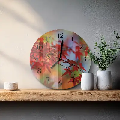 Glas wanduhr mit motiv rund Ahornblätter