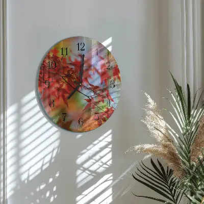 Glas wanduhr mit motiv rund Ahornblätter