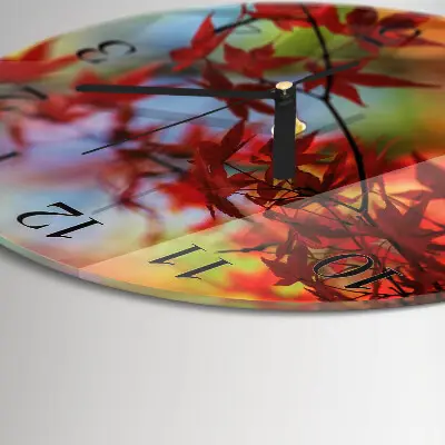 Glas wanduhr mit motiv rund Ahornblätter