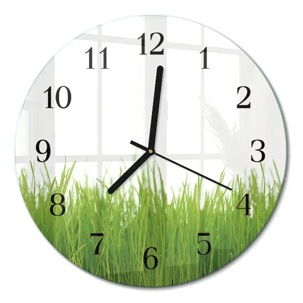 Wanduhr glas rund Gras