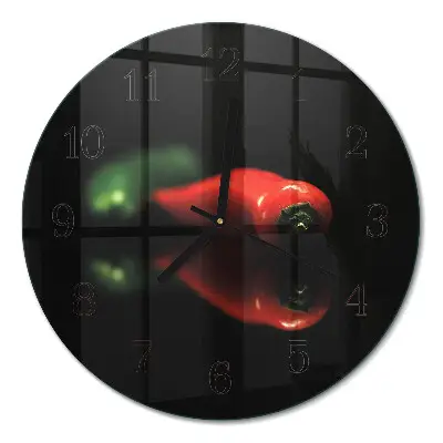 Runde wanduhr aus glas Pfeffer
