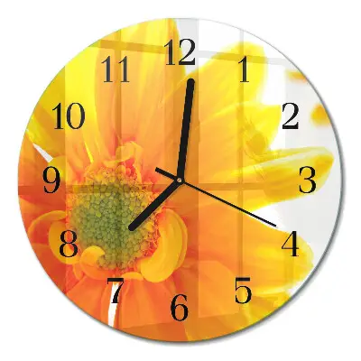 Wanduhr glas rund Blume