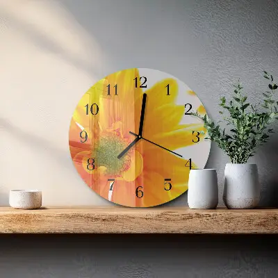 Wanduhr glas rund Blume