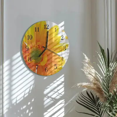 Wanduhr glas rund Blume