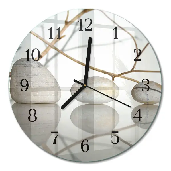 Glas wanduhr mit motiv rund Steine