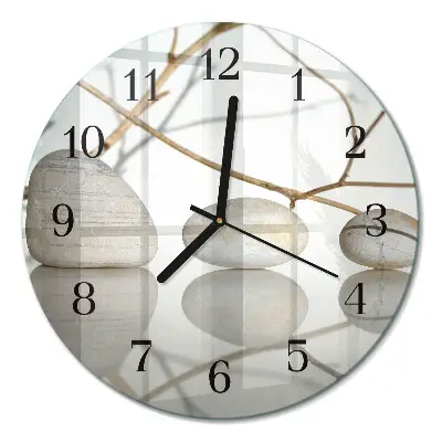 Glas wanduhr mit motiv rund Steine