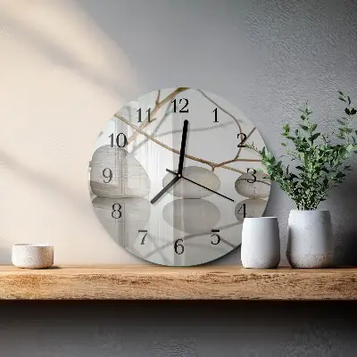 Glas wanduhr mit motiv rund Steine