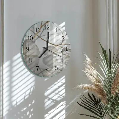 Glas wanduhr mit motiv rund Steine