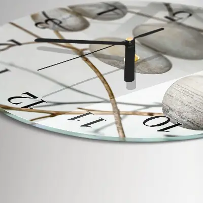 Glas wanduhr mit motiv rund Steine