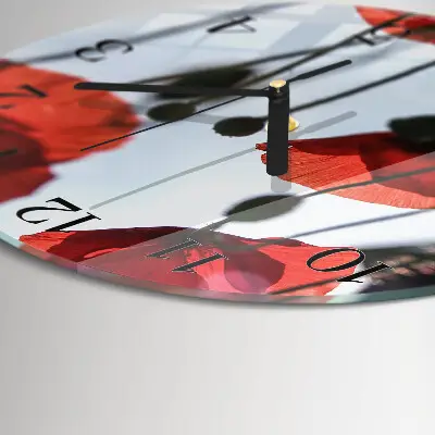 Wanduhr glas rund Mohn