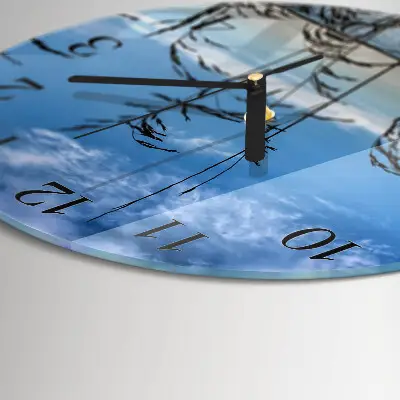 Runde wanduhr aus glas Gras