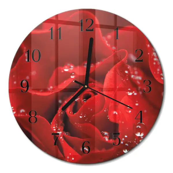 Glas wanduhr mit motiv rund Rose
