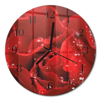 Glas wanduhr mit motiv rund Rose