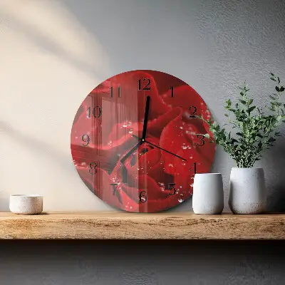 Glas wanduhr mit motiv rund Rose