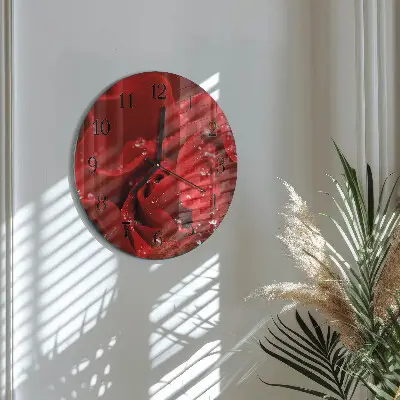 Glas wanduhr mit motiv rund Rose