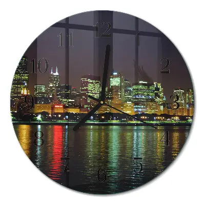 Runde wanduhr aus glas Horizont