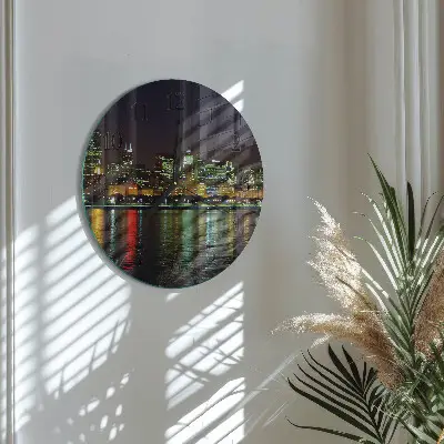 Runde wanduhr aus glas Horizont