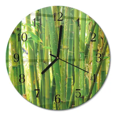 Runde wanduhr aus glas Bambus