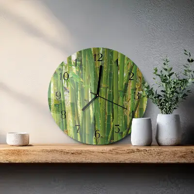 Runde wanduhr aus glas Bambus