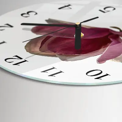 Glas wanduhr mit motiv rund Magnolienblüte