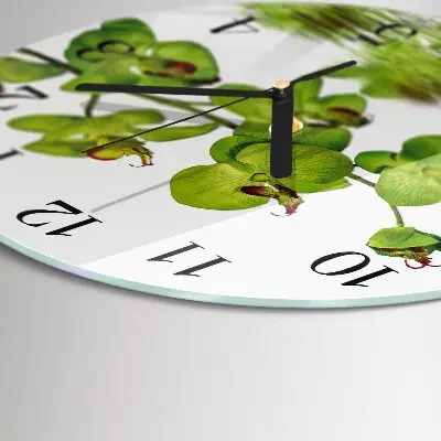 Wanduhr glas rund Orchidee