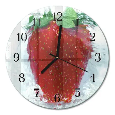 Glas wanduhr mit motiv rund Erdbeere