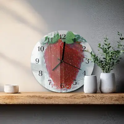 Glas wanduhr mit motiv rund Erdbeere