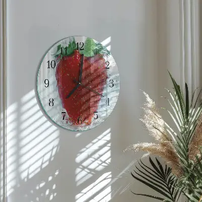 Glas wanduhr mit motiv rund Erdbeere