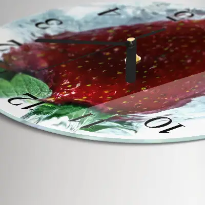 Glas wanduhr mit motiv rund Erdbeere