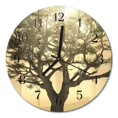 Wanduhr glas rund Baum