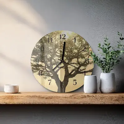 Wanduhr glas rund Baum